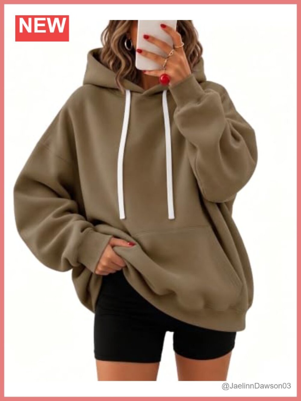 Oversized Fleece Hoodie Comfy Hooded Sweatshirt Pullover Kangaroo Pocket
